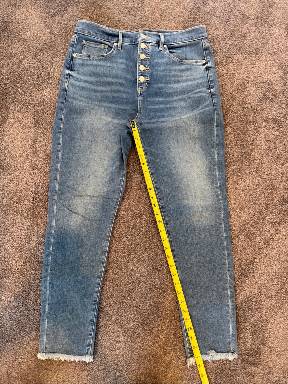 LOFT Medium Blue High-Rise Skinny Button-Fly Jeans
